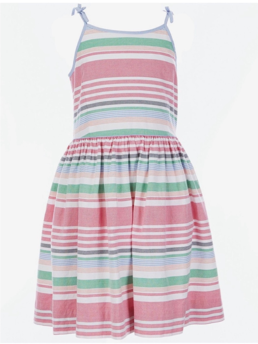 Polo by Ralph Lauren Pink, Green & Blue Striped Tie-Shoulder Sundress